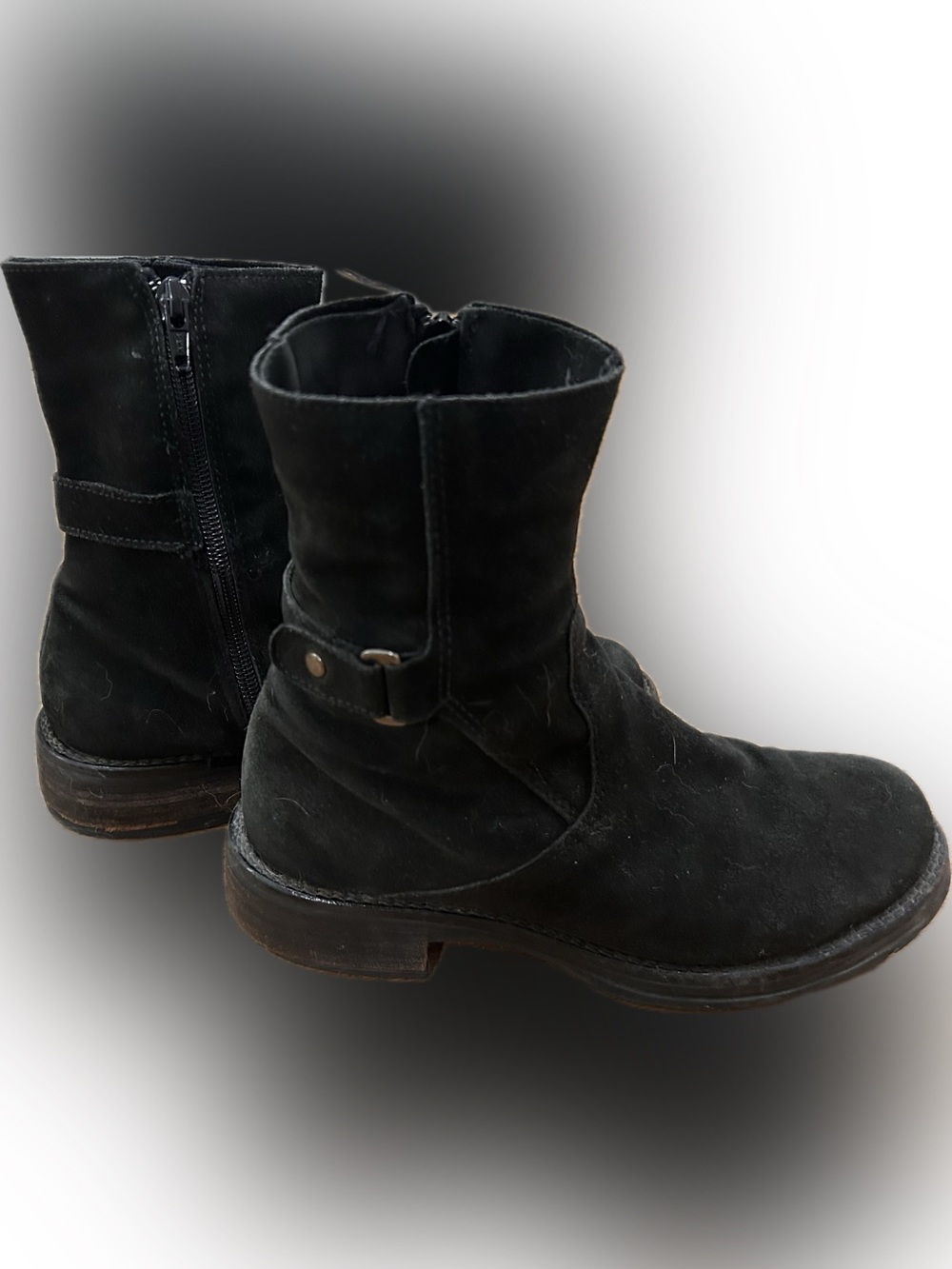 La CANADIENNE Black Suede Mid-Calf Buckle Boots